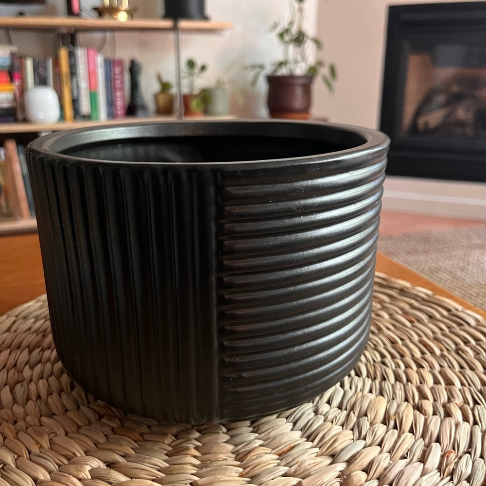 West Elm Black Textured Cecilia Planter